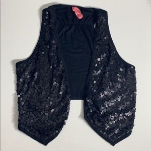 Eighty sixty Black Sequin Open party Vest medium women’s crop top